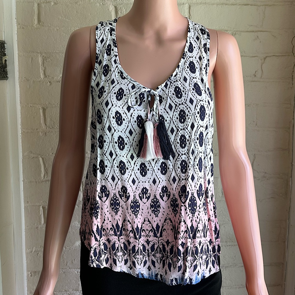 Ocean Drive size small blue white and pink summer tank top blouse